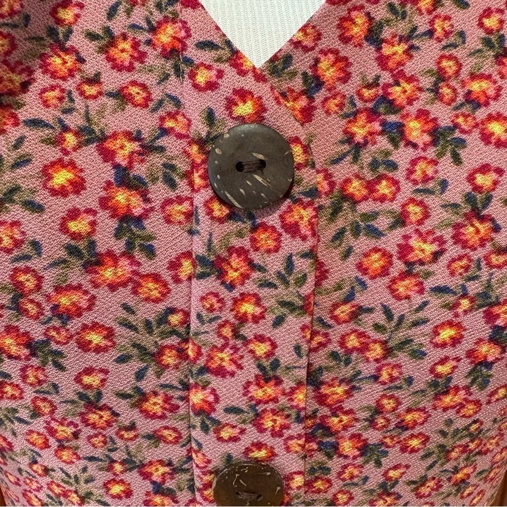 Feminine Floral Button Demure Dress Wmn’s S - Picture 9 of 12